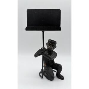 Vintage Cast Iron Monkey Bell Hop Business Card Holder 8”